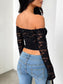 Devine Lace Off-Shoulder Long Sleeve Top