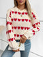 Heart Round Neck Dropped Shoulder Sweater